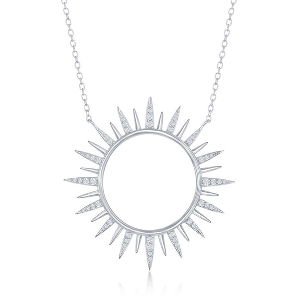 Sterling Silver CZ Sun Necklace