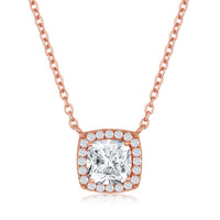 Sterling Cuhion Shape Cubic Zirconia Necklace