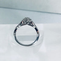 Illusion Oval Diamond Engagement Ring in 10k White gold