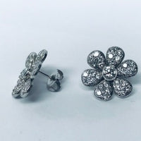 Custom Made Diamond Flower Earrings