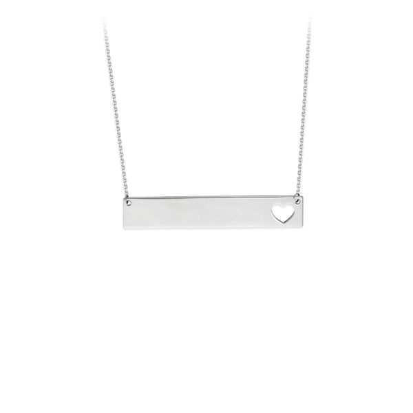 Sterling Bar Necklace with  Heart