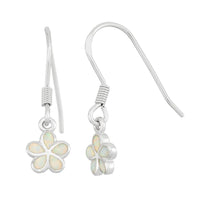 Sterling Silver White Inlay Opal Flower Earrings