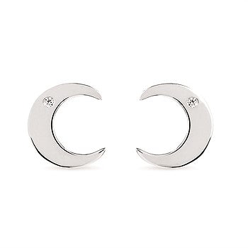 Crescent Earrings In Sterling Silver With .01 Ct. Diamond