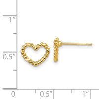14K Yellow Gold Heart Stud Earrings