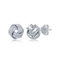 Sterling Silver Rope Border Love Knot Stud Earring