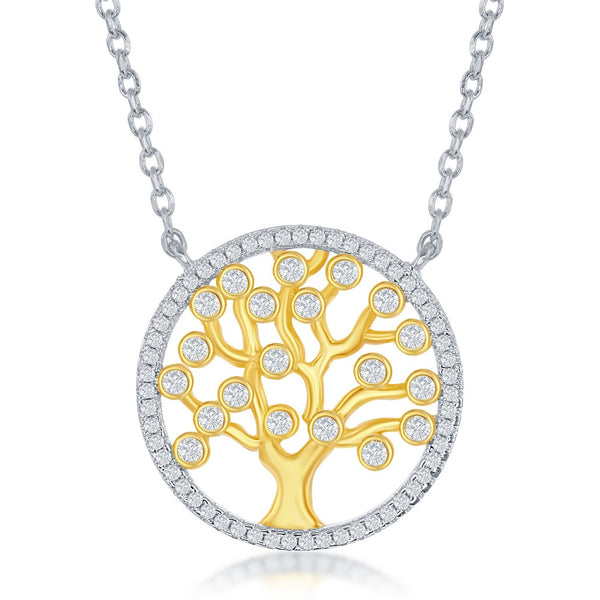 Sterling Silver CZ Tree Necklace