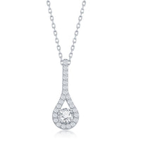 Sterling Silver Long Pearshaped CZ Necklace