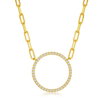 Gold Plated CZ Circle Necklace