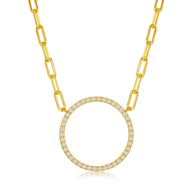 Gold Plated CZ Circle Necklace