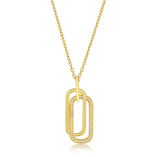 Gold Plated CZ Oval Necklace