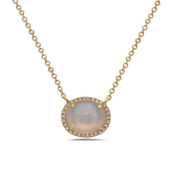 Opal and Diamond Pendant in 14k yellow gold