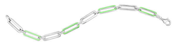 PaperClip link Bracelet in Sterling with Enamel