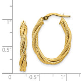 14k Yellow Twisted Oval Hoops