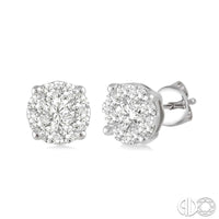 3/4 Ctw  Round Cut Diamond Earrings in 14K White Gold