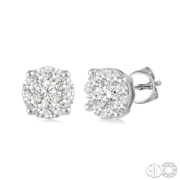 1  Ctw  Round Cut Diamond Earrings in 14K White Gold