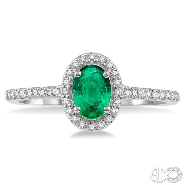 Emerald and Diamond Halo Ring