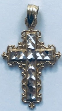 Two Tone Gold Filagree Cross