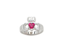 Sterling Claddagh Ring with Heart Shape stone