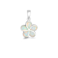 Sterling Silver White Inlay Opal Flower Pendant