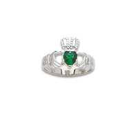 Sterling Claddagh Ring with Heart Shape stone
